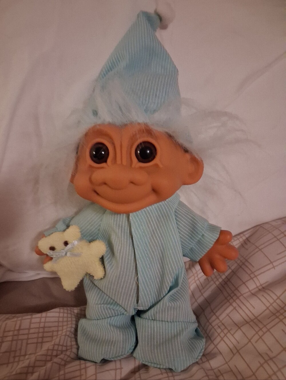Russ Blue Plush Troll Doll with Cream Teddy